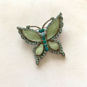 $5 Add On | Turquoise Rhinestone Butterfly Brooch